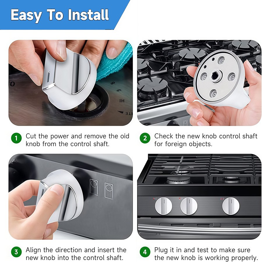 W11517331 for Whirlpool Electric Range Knobs (4pcs) Replace W10850027 W11117415