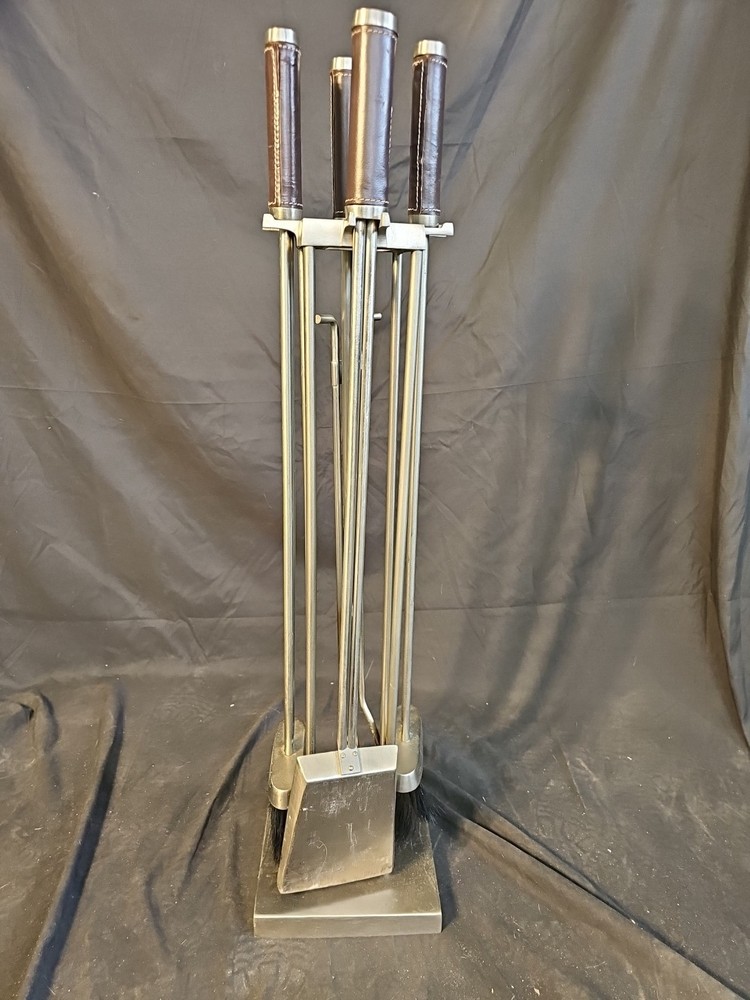 VTG Fireplace Tool Set Chrome 4pc. Heavy Set