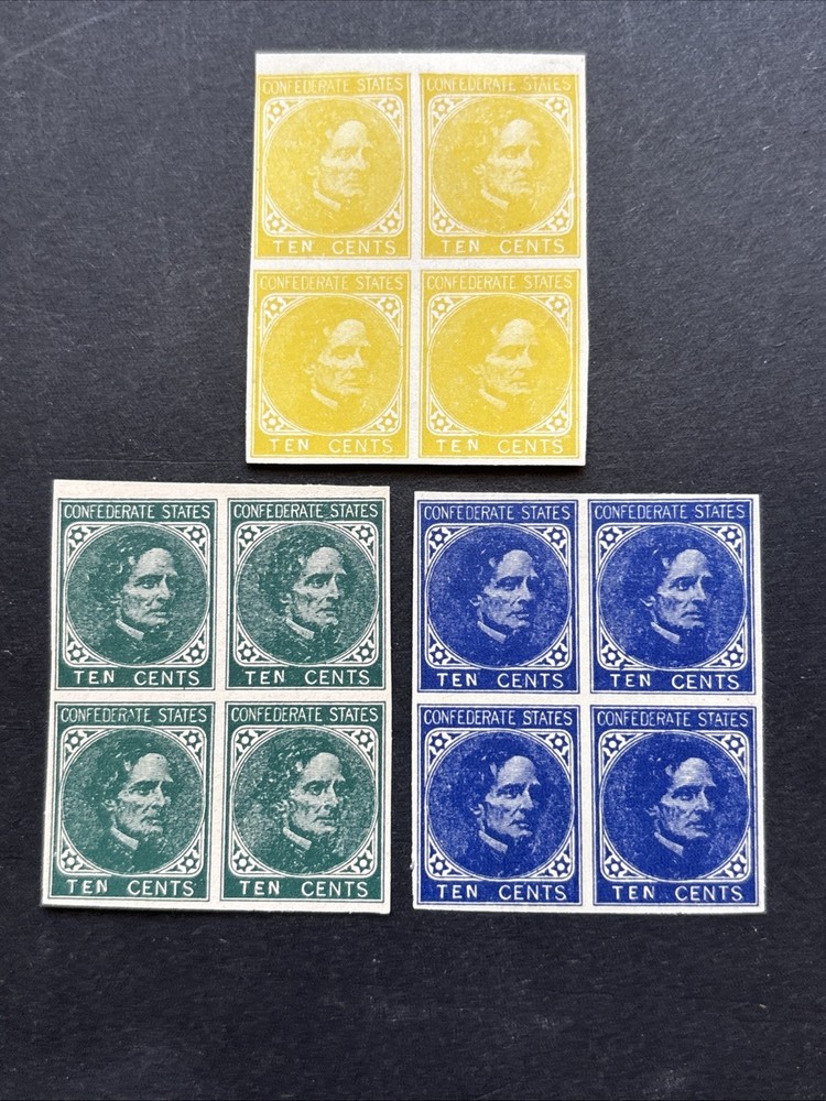 55449 USA US Stamp Confederate States CSA # Reprint 3 Blocks of 4 MNH SP*