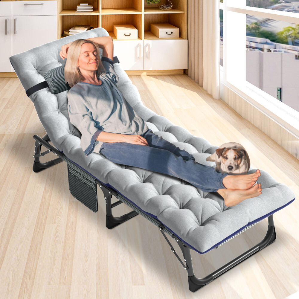 Slsy 4-Position Adjustable Cot Heavy Duty Folding Chaise Lounge Chair Outdoor