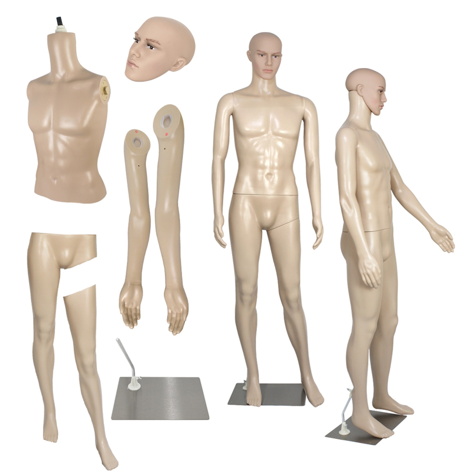 Mannequin Full Body Dress Form 72.4" Adjustable Realistic Male Mannequin w/Base