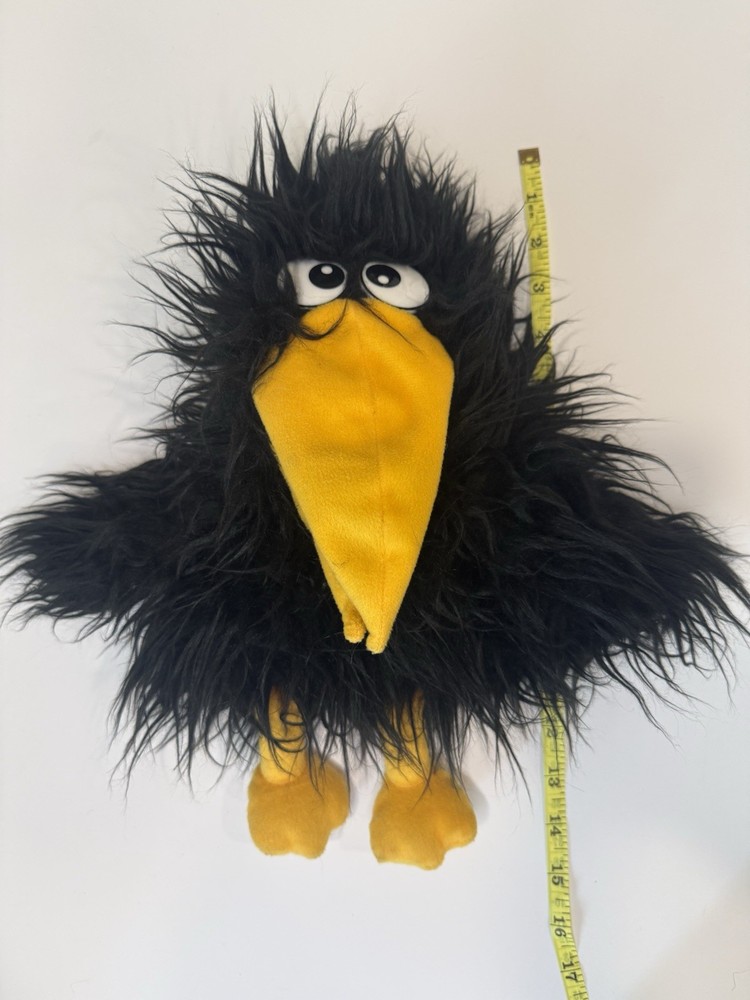 Crow Raven Hand Puppet Fluffy Body Soft Plush