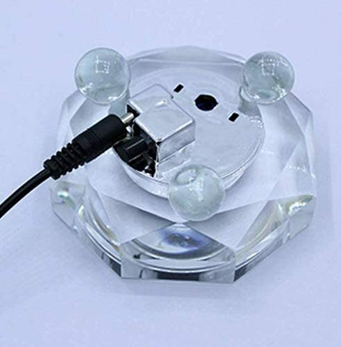 4" Led Light Multicolor Mirror Plate Clear Crystal Glass Display Base Stand