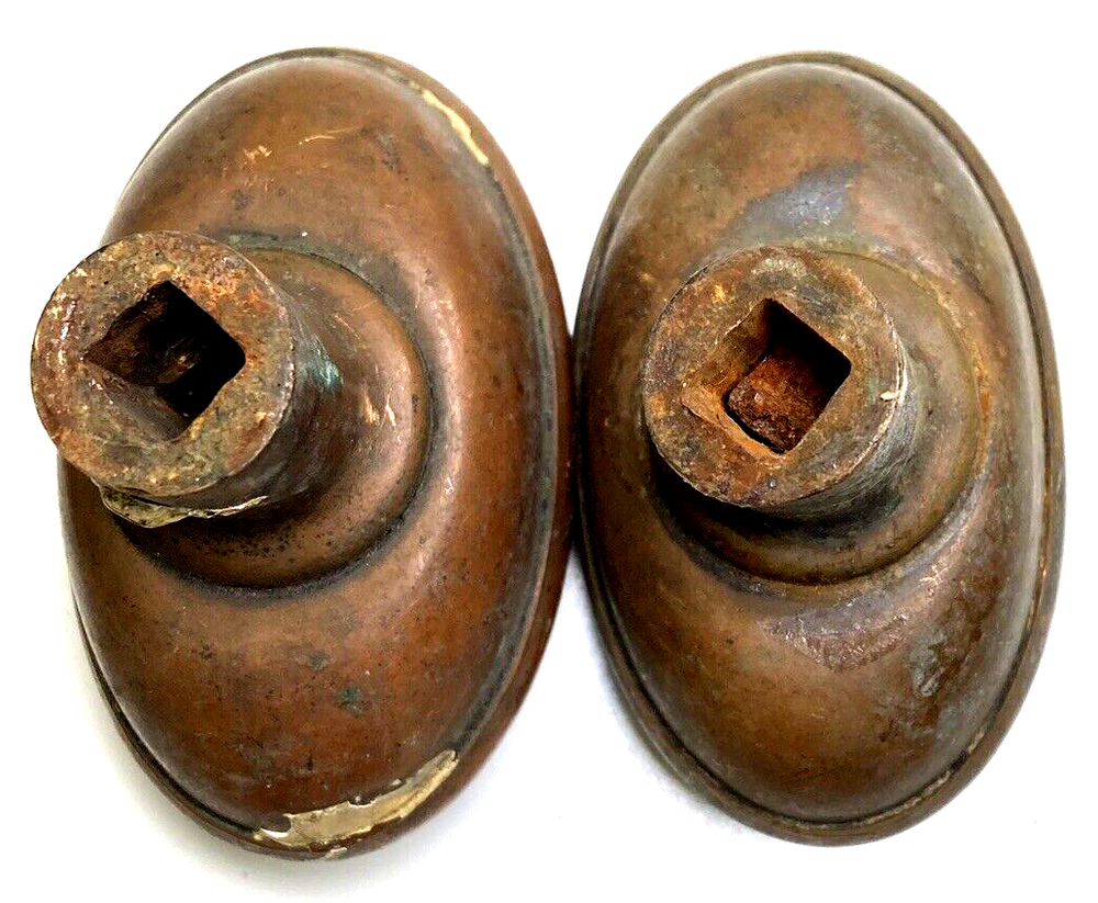 Vintage Salvage Oval Knobs, Copper Door Knobs, Antique, Free Shipping