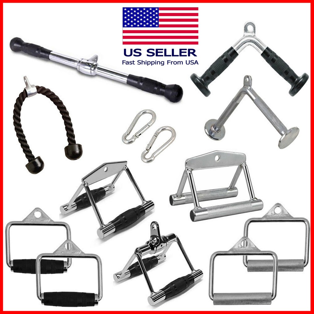 Home Gym Cable Attachment Handle Machine Strength Exercise Chrome Press Down Set