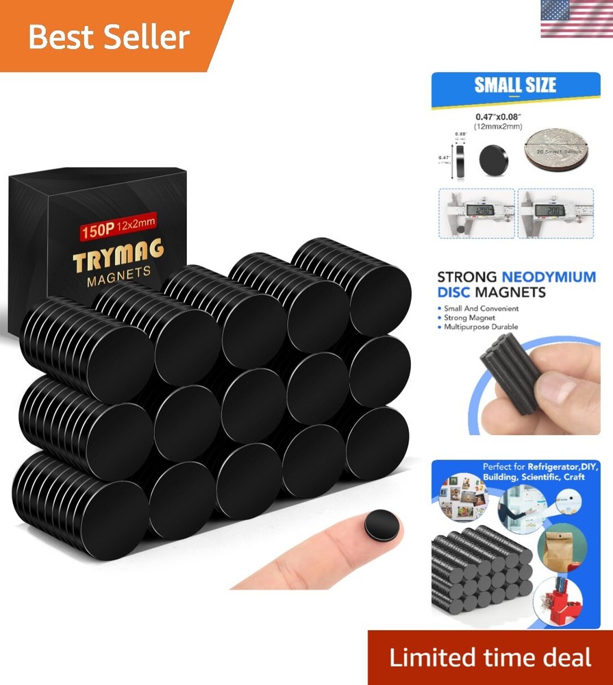 Compact 150Pcs 12x2mm Round Neodymium Magnets - Multi-Functional for Crafts
