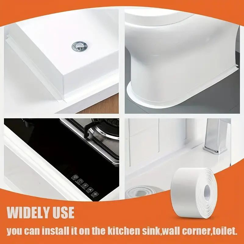 10.5FT PVC Self Adhesive Caulk Sealing Strip Tape For Kitchen Wall Sink Toilet