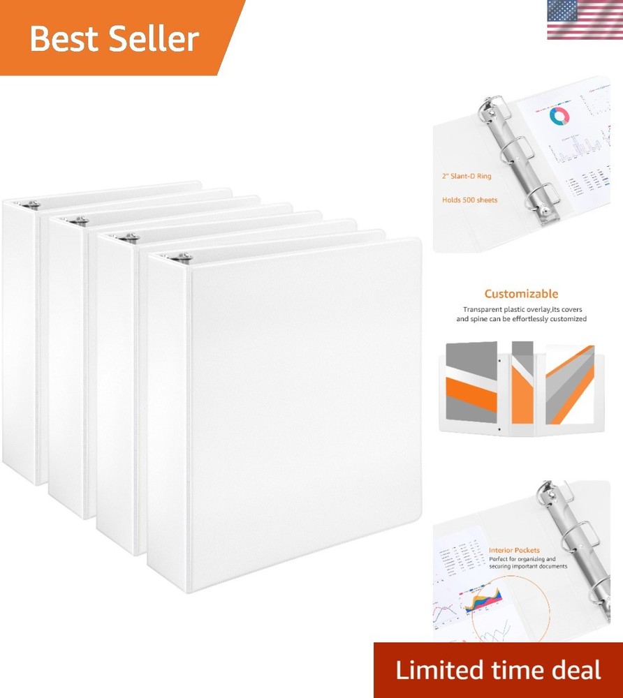 Ample Storage 2 Inch D-Ring Binders – 4 Pack for Maximum Document Control