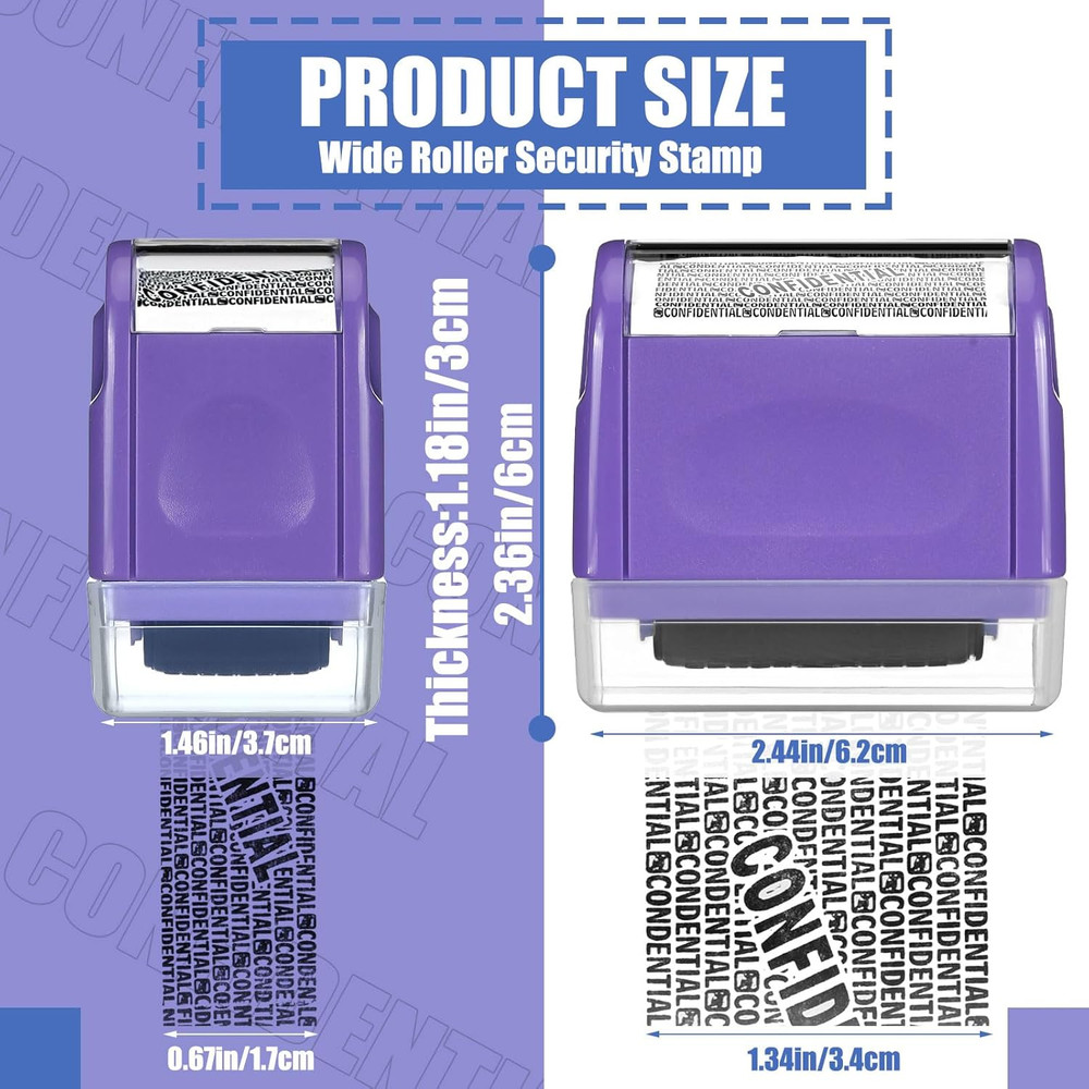 Nezyo 2 Pack Identity Protection Roller Stamp Identity Theft, Confidential, Priv
