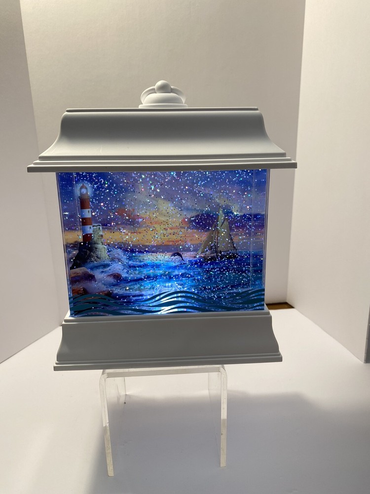 Cracker Barrel Nautical Aquarium Glitter Globe Lighted Night Light