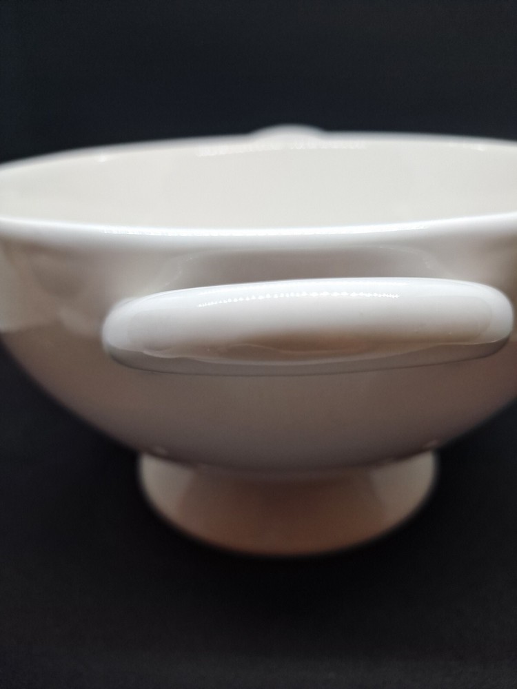 Rae Dunn Colander "Organic" printed on front white ceramic