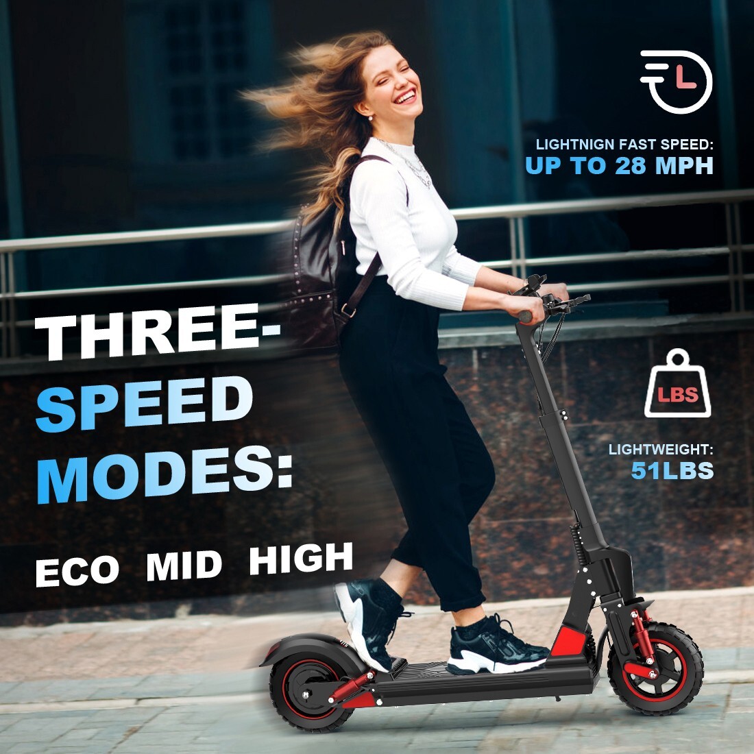 Electric Scooter for Adult 48V 15AH 28MPH Commuting E-Scooter Peak 850W Folding