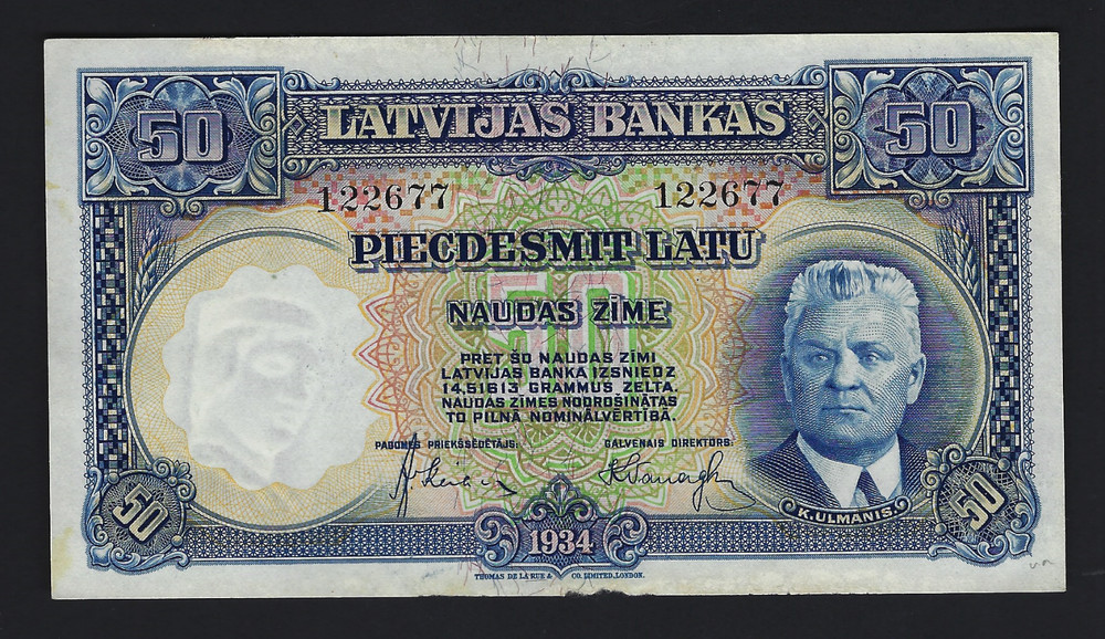 1934 Latvia 50 Latu #20a