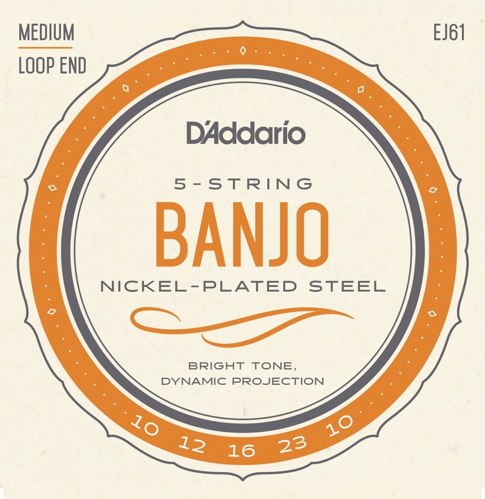 EJ61 5 String Banjo Strings Nickel Medium 10-23 D'Addario
