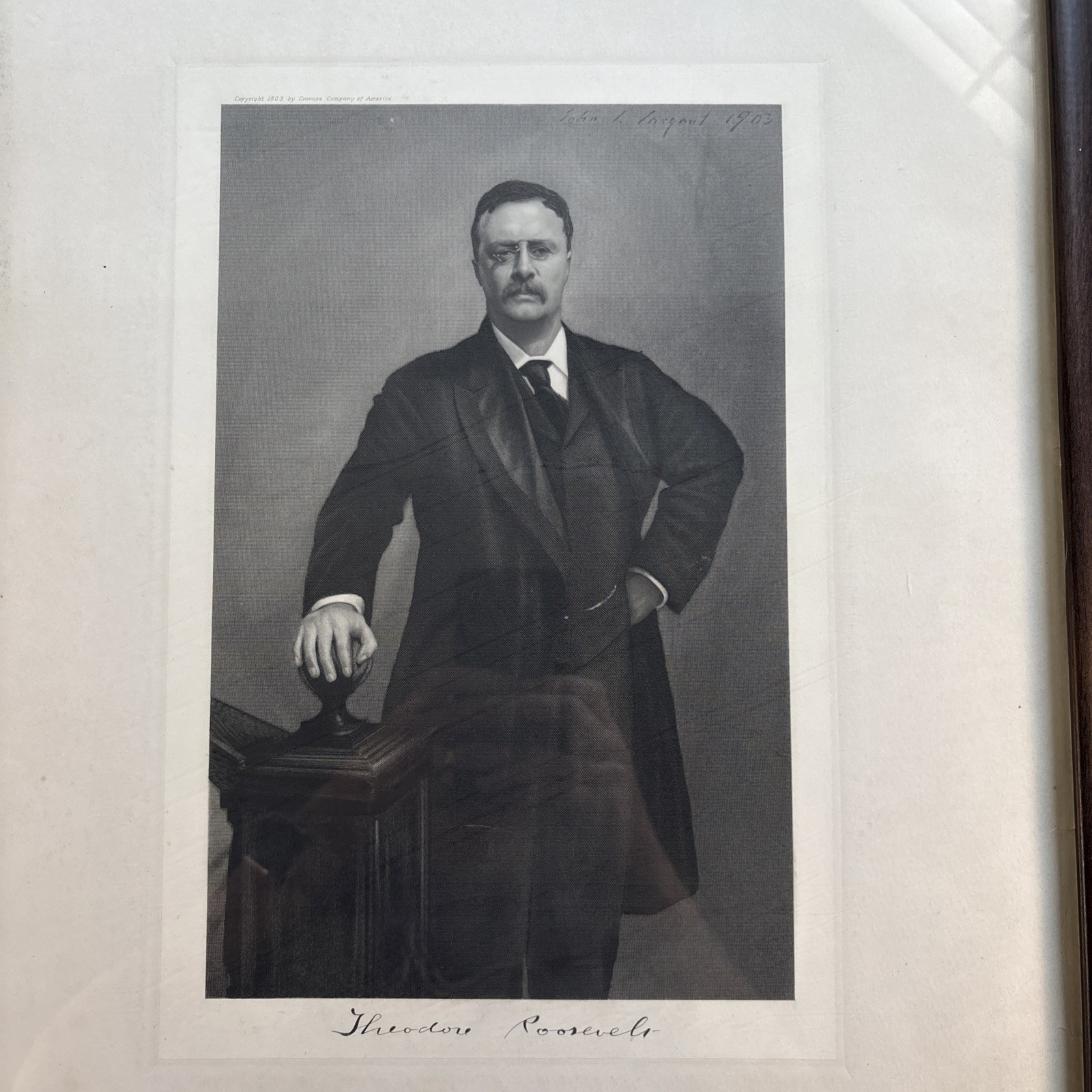 1903 Theodore Roosevelt Photogravure Portrait Gravure Co. of America Framed