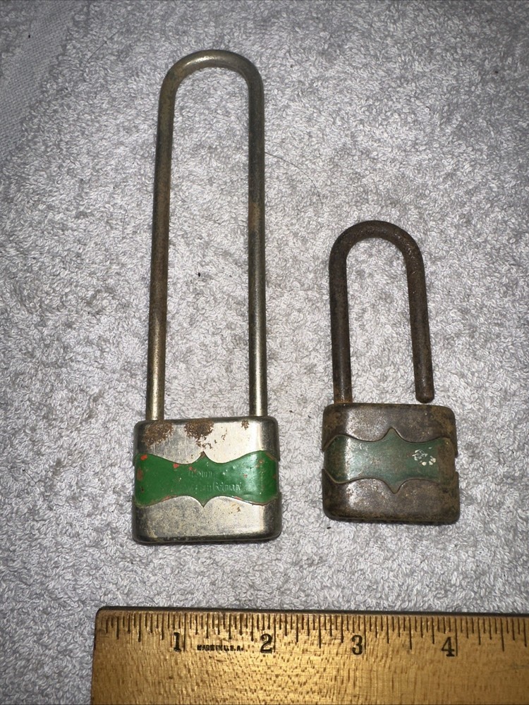 2 Locks No Keys!! Unique Shape Rusty Chippy Paint