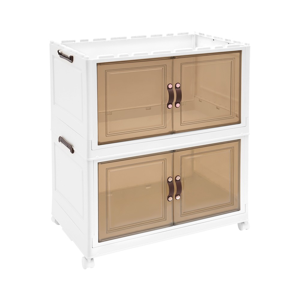 3-Tier Stackable Storage Bins with Lids & Wheels Foldable Closet Organizer Box