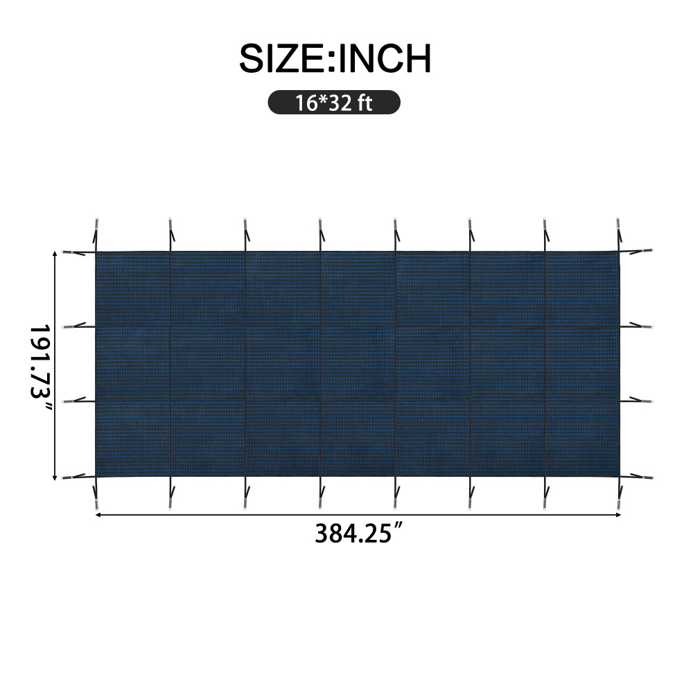 Safety Cover for 16x32ft Rectangular Inground Pools, Heavy Duty Mesh w/ Hardware