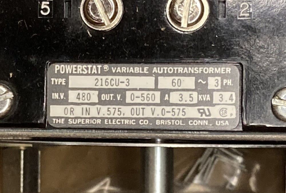 Superior Electric,Type 216CU-3,3-Phase Powerstat 3.5A
