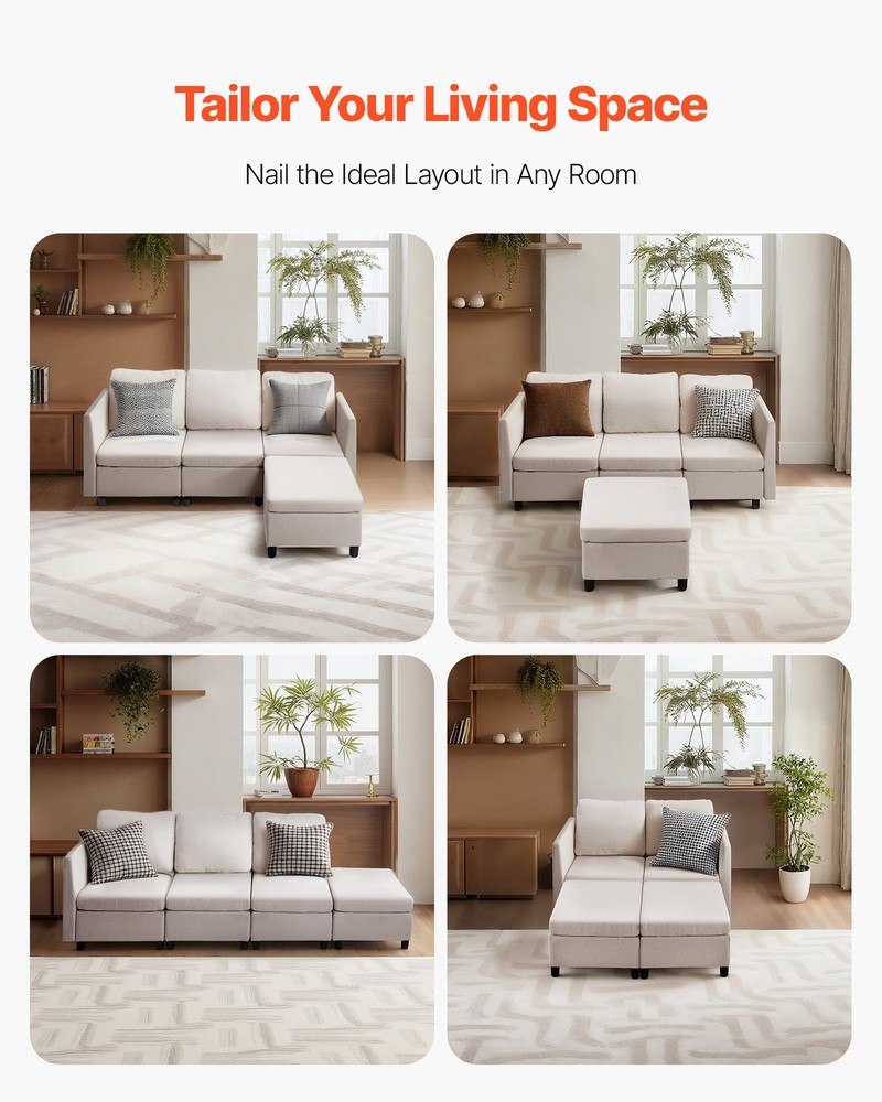 [New]Modular Sectional Sofa,3-Seater Modular Sofa w/Hidden Storage,Cloud Section