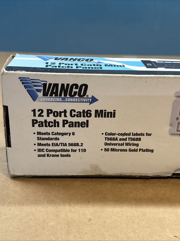 Vanco Category 6 Mini Patch Panel, 12 Port Brand New