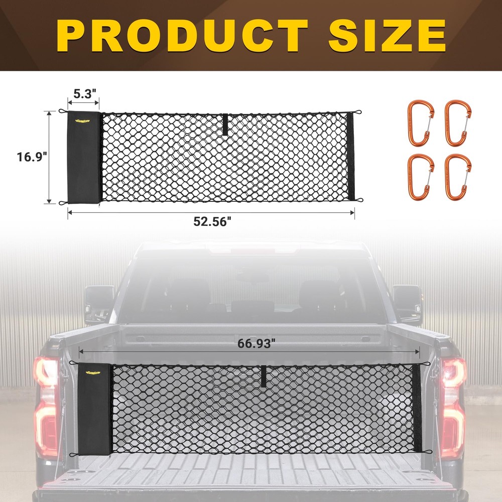 Envelope Style Trunk Cargo Net Compatible with Chevy Silverado 2013-2024 Acce...