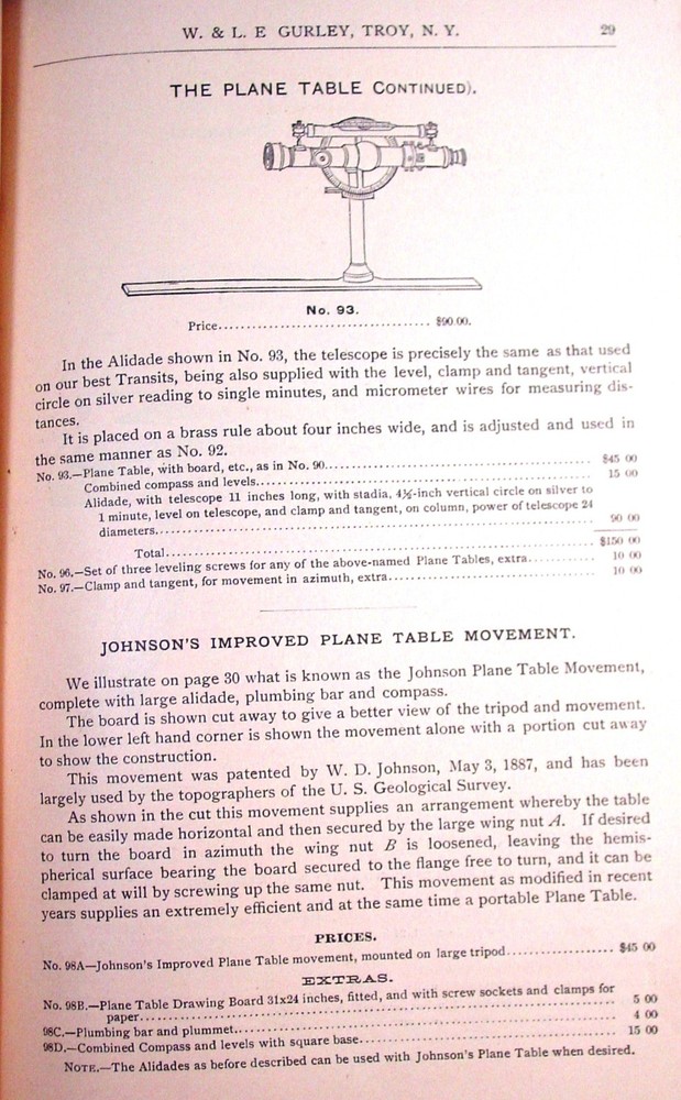 1892 Gurley Surveying & Drafting Insts. Catalog