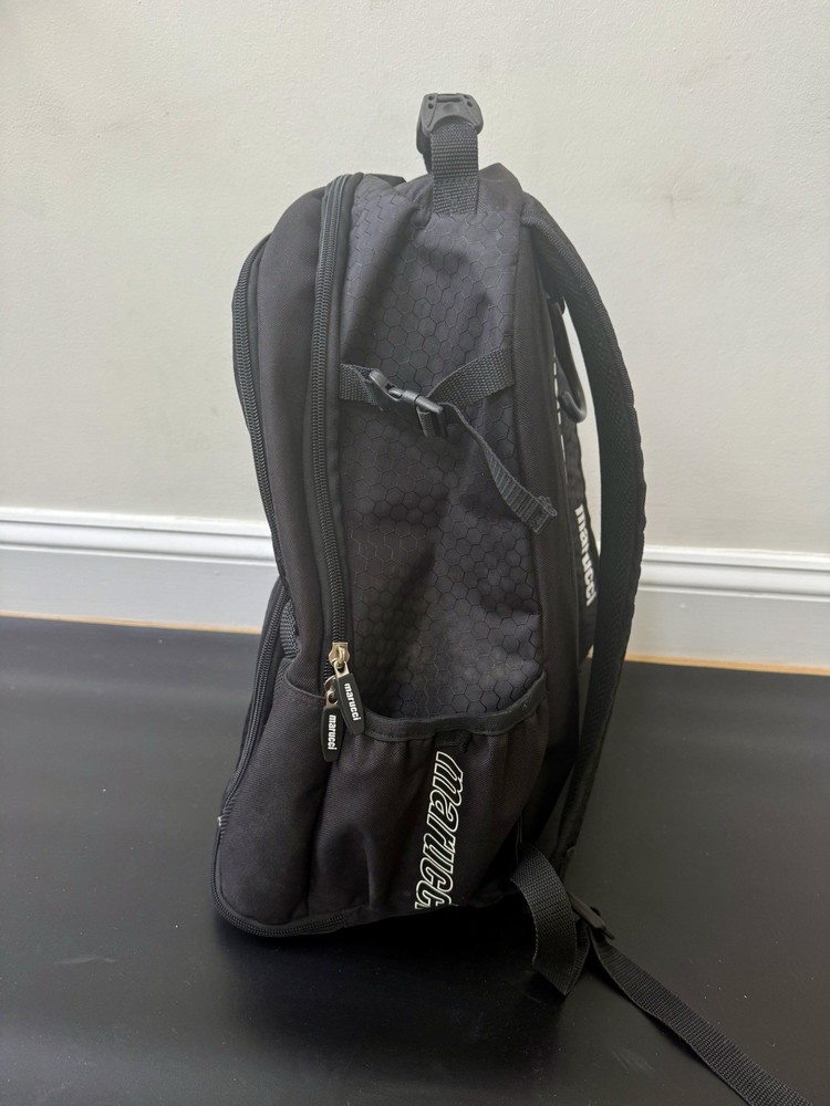 Marucci Black Baseball Equipment Backpack Bat Compartment Zip Closure 4 Pockets