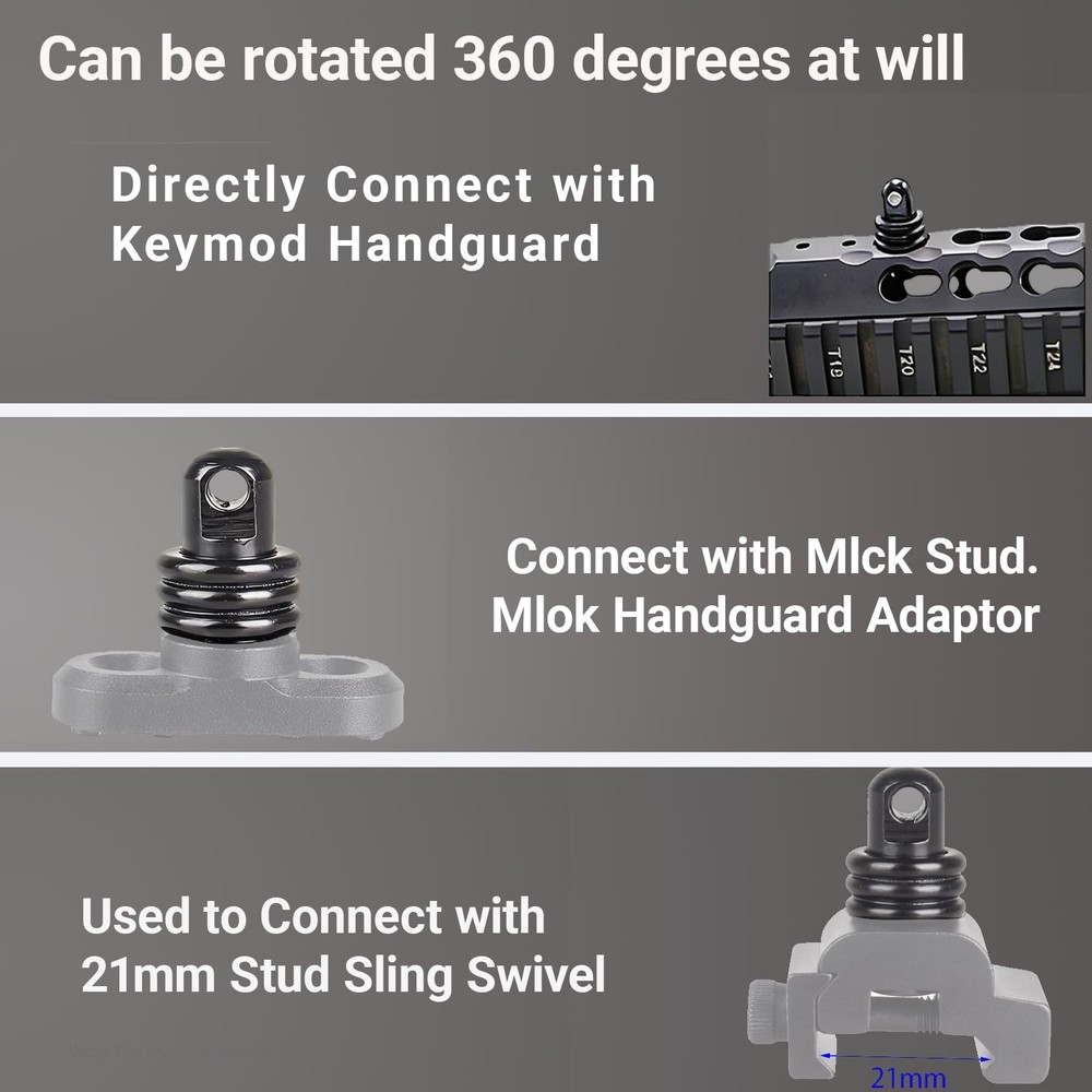DOPETANE QD Sling Swivel Stud for Two Point Mount with Button All Black