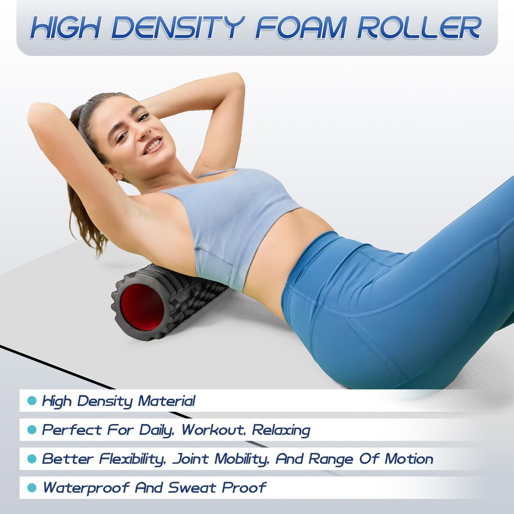 Foam Roller High Density Set for Deep Tissue Muscle Massage, 18" Trigger Point