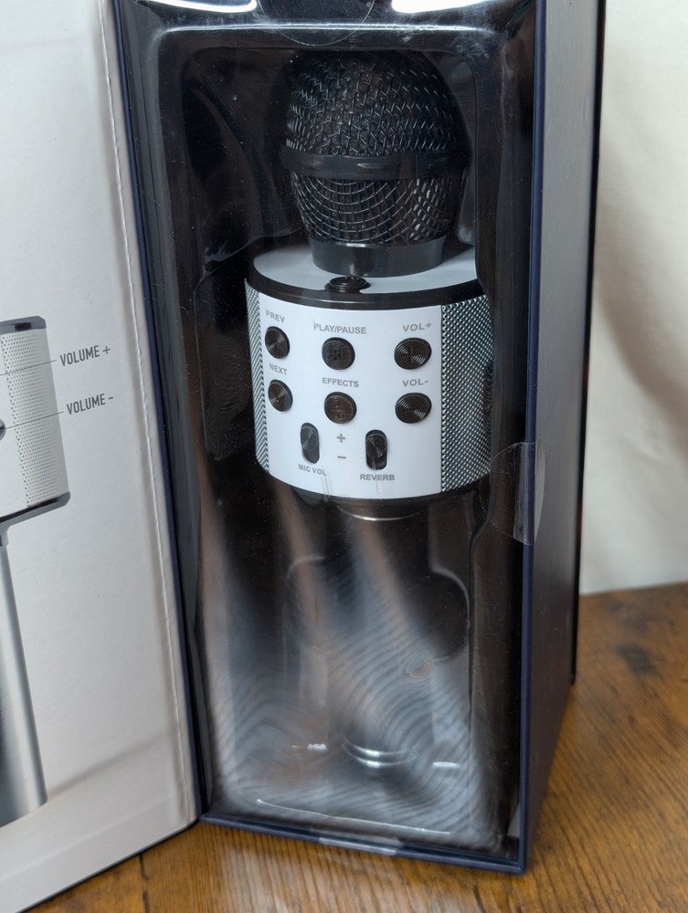 iJoy Open Mic Bluetooth Speaker & Karaoke Microphone Silver & Black *NEW*