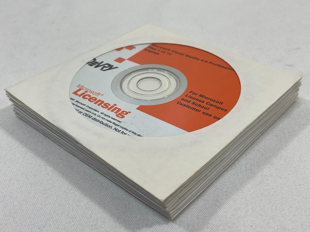 Microsoft DeVry Visual Studio 6.0 Professional 12-Disc Complete Set Software CD