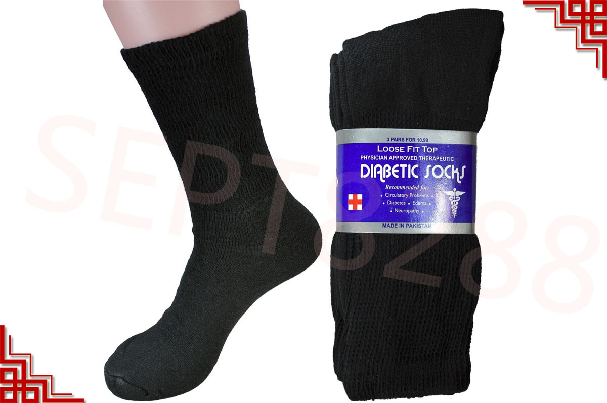 3,6,12 Pairs Diabetic Crew Circulatory Socks Health Mens Cotton 9-11 10-13 13-15