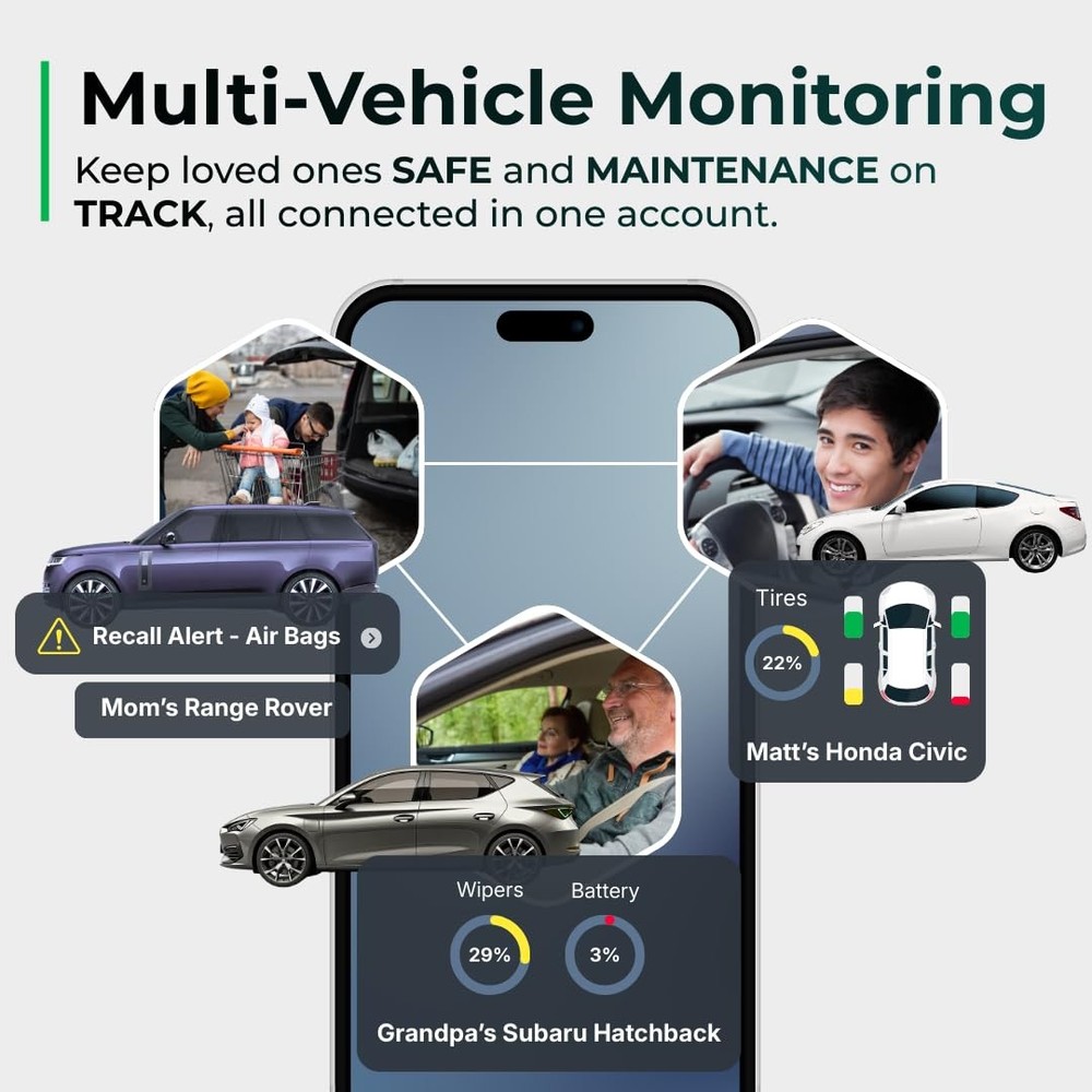 FIXD Bluetooth OBD2 Scanner for iPhone & Android - Diagnostic 1 Pack, White