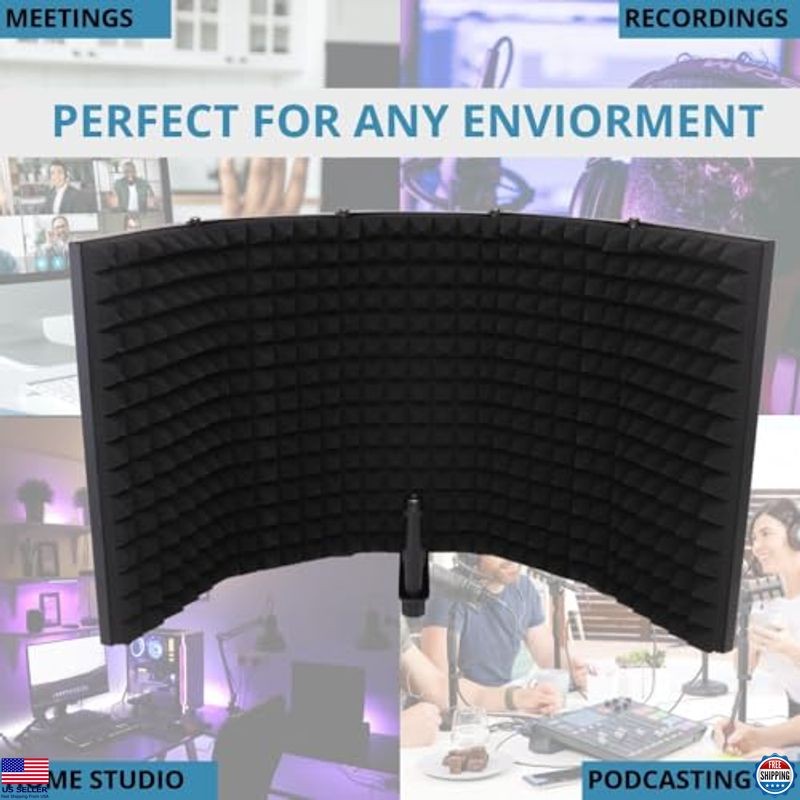 Pyle Studio Microphone Isolation Kit with 5 Adjustable Acoustic Panels & Mount