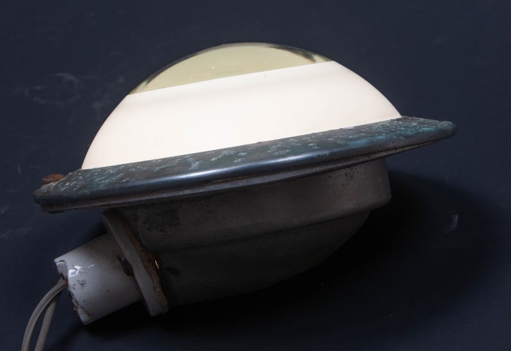 OLD Machine Age Art Deco Inner Train Ceiling Light Railroad Henry Dreyfus