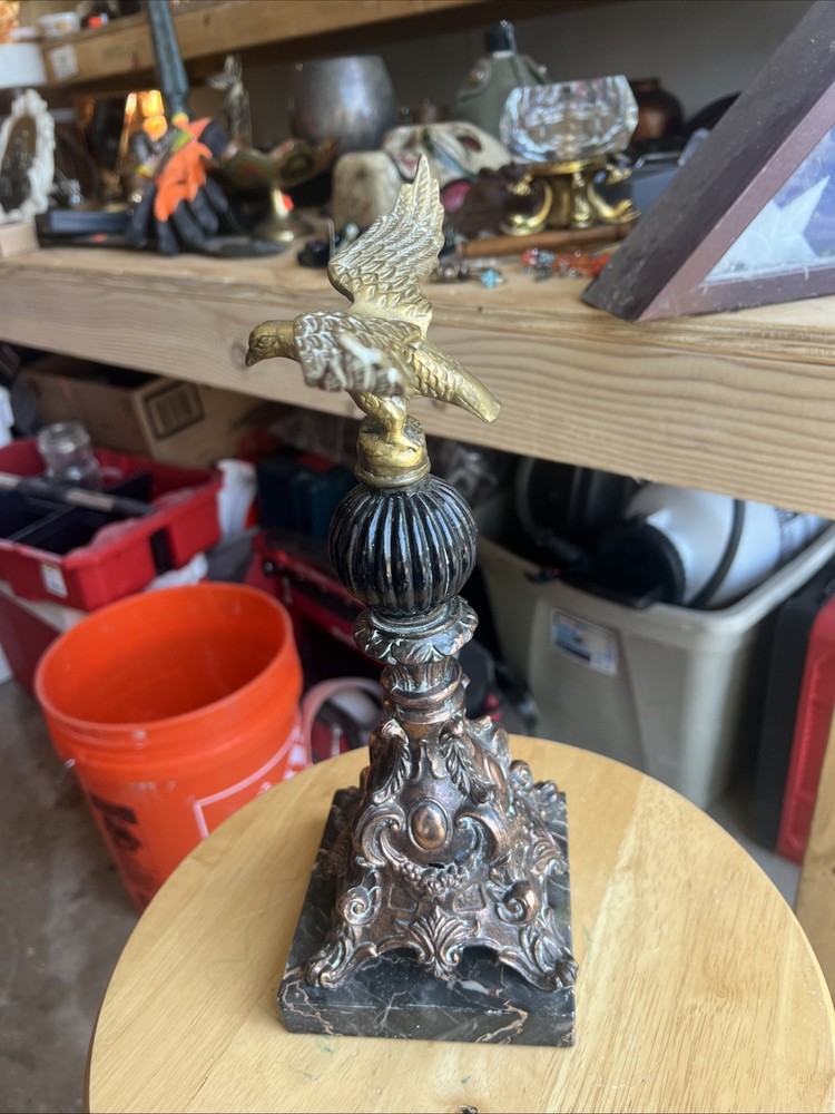 Antique Bronze Eagle Finial on Ornate Base