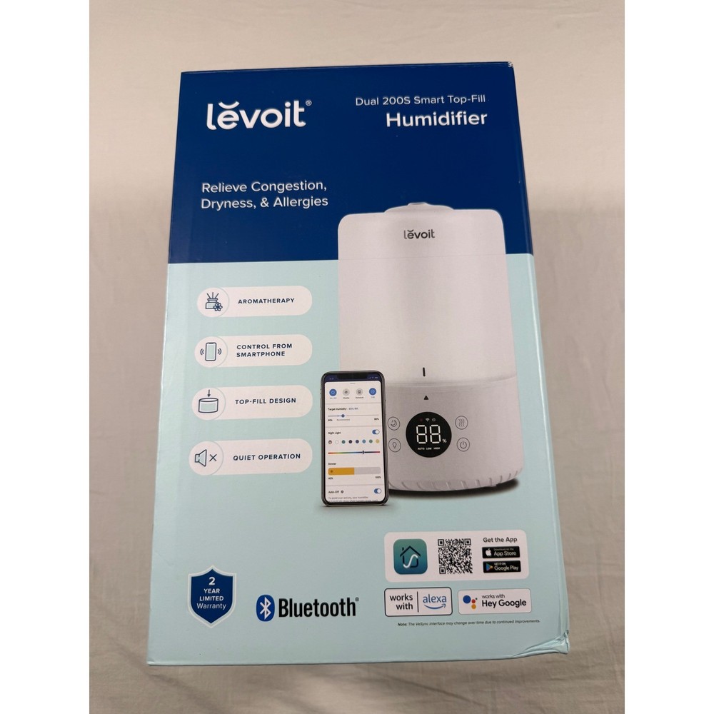 Levoit Dual 200S Smart Top-Fill Humidifier White NEW Aromatherapy Bluetooth