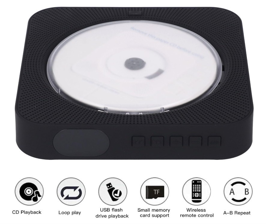 Portable CD Player w/ Remote – Wall Mount or Tabletop 🎵🖤