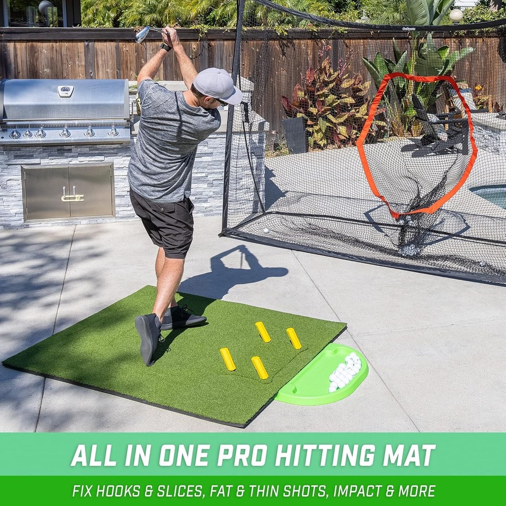 5'x4' Foldable Golf Mat with Interchangeable Turf Inserts for Effective Training