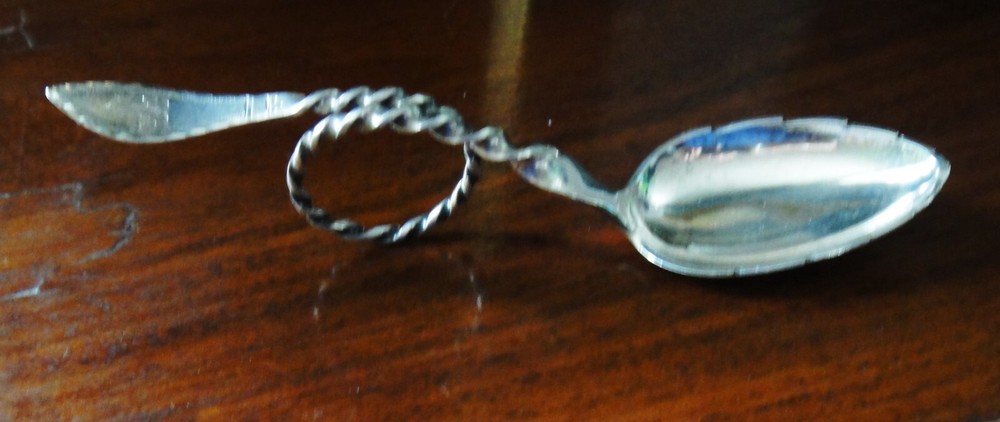 Norwegian Signed J.P Tea Caddy Twist Loop Handle Spoon 830 Silver Fine Condition