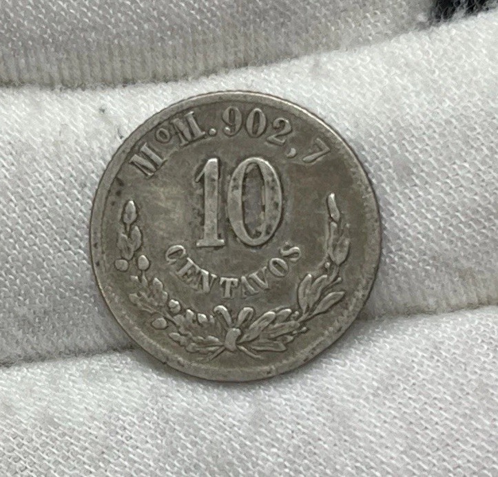 1890 Mexico 10 Centavos Silver Coin High Value #2