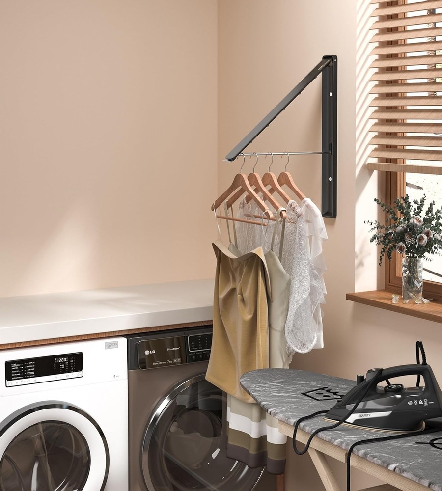 Clothes Drying Rack Wall Mounted Retractable Foldable Laundry Hanger