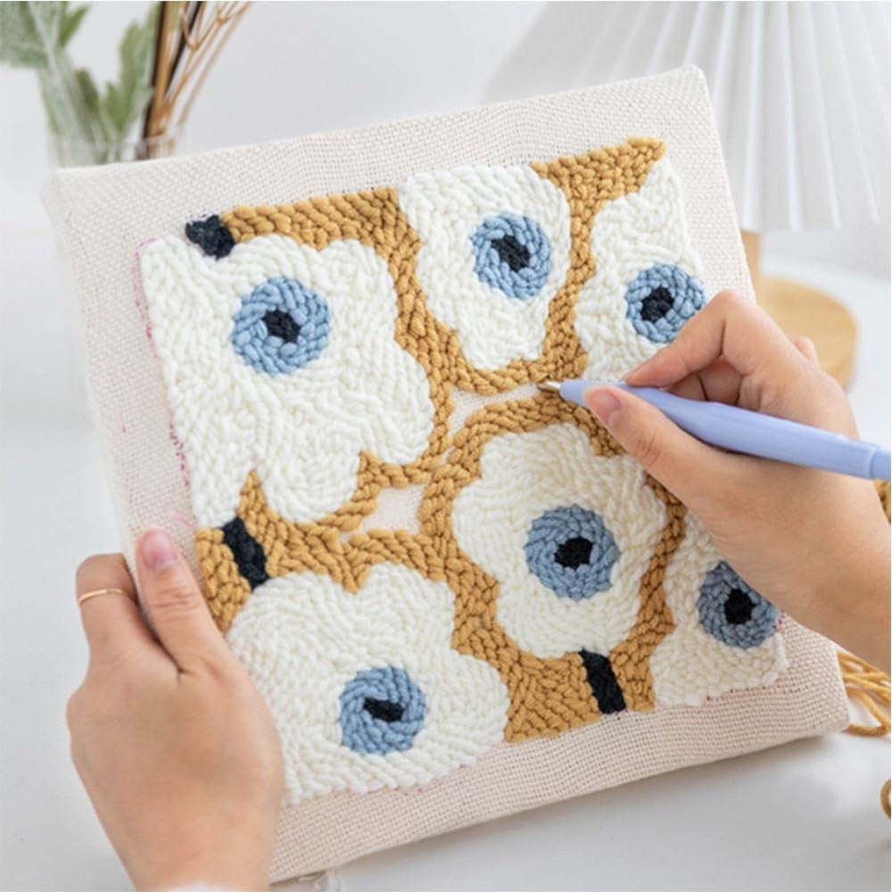 Punch Needle Embroidery Kit for Beginners, Includes Patterned Fabric & Yarns