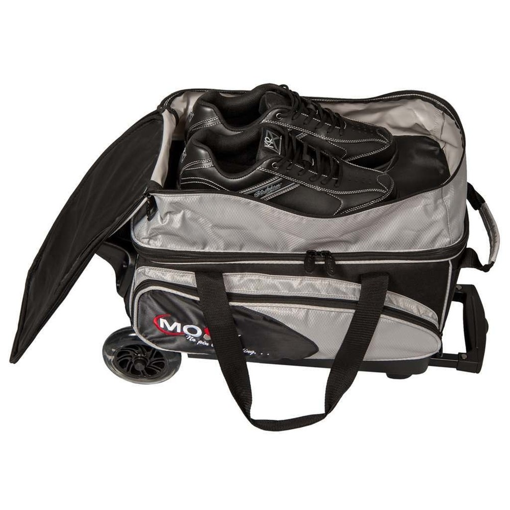 Moxy Blade Premium Double Roller Bowling Bag- Silver/Black
