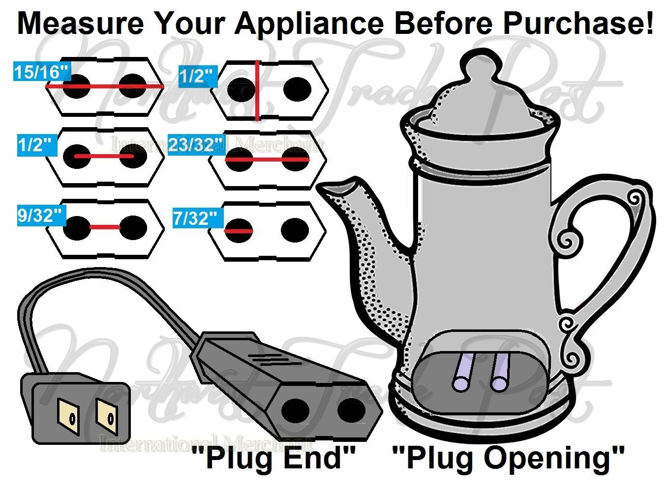 Replacement 6ft Power Cord for Vintage Small Appliance - 2 Round Pin 1/2" Spaced