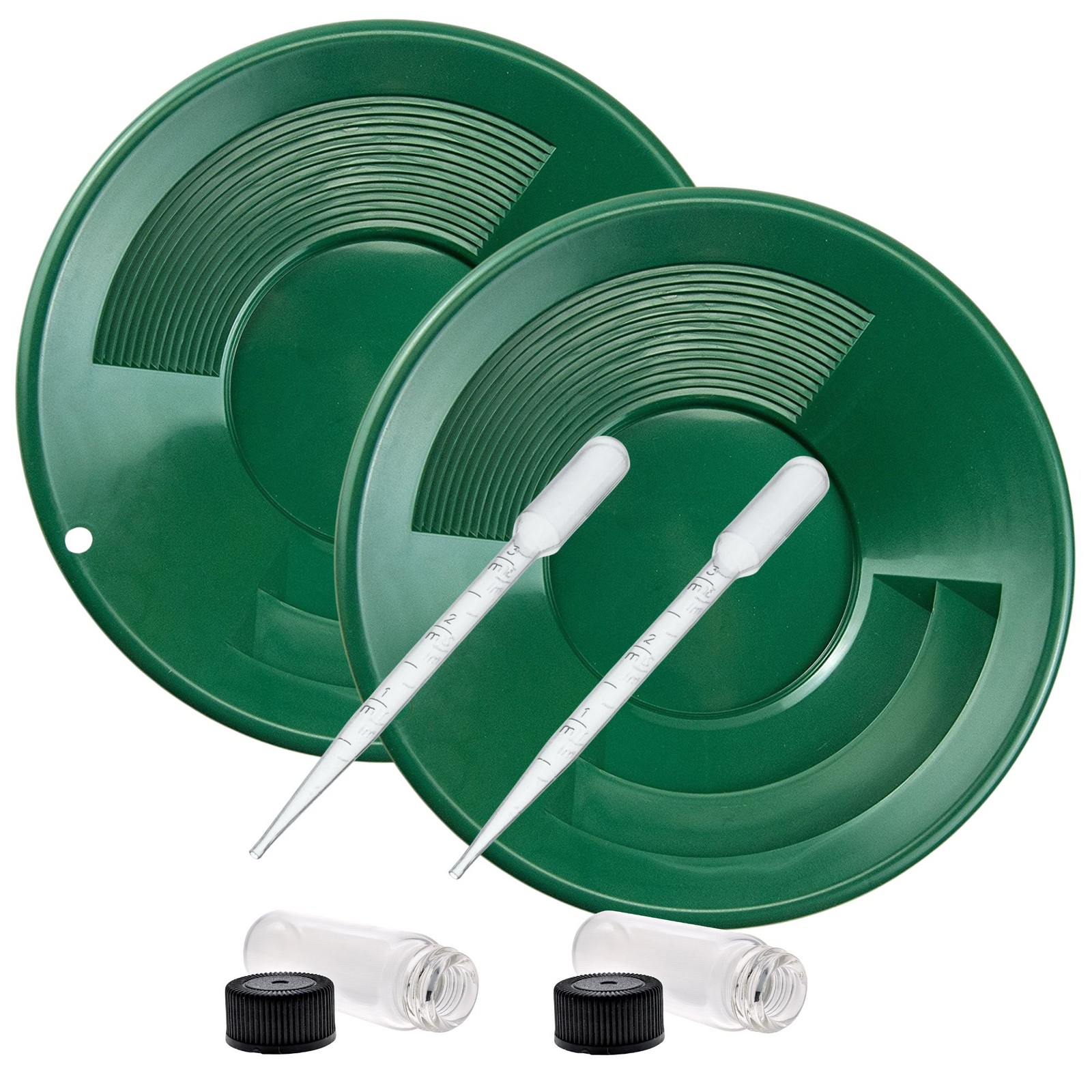 ASR Outdoor 6pc Gold Pans with Pipette Snuffers Glass Vials Gold Panning Kit