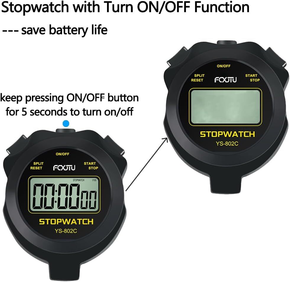 FCXJTU Simple Digital Basic Stopwatch, No Bells, Clock, Alarm, Yellow