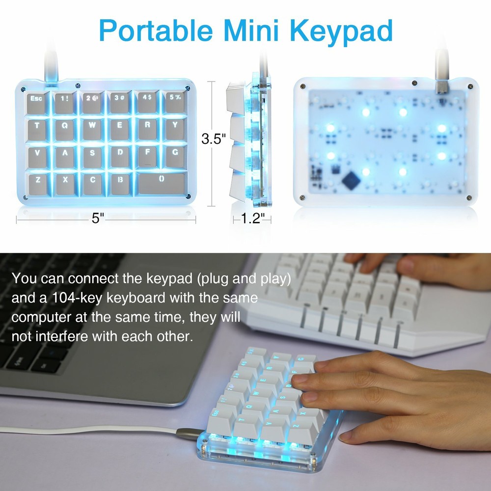 Mechanical Gaming Keyboard 23 Programmable Keys Red Switches Blue LED Backlit