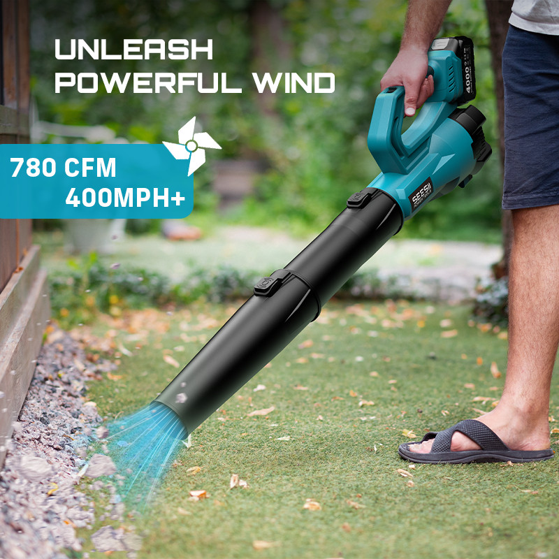 Professional Seesii Leaf Blower 780CFM 400MPH Charger Adjustable Strap 2x4000mah